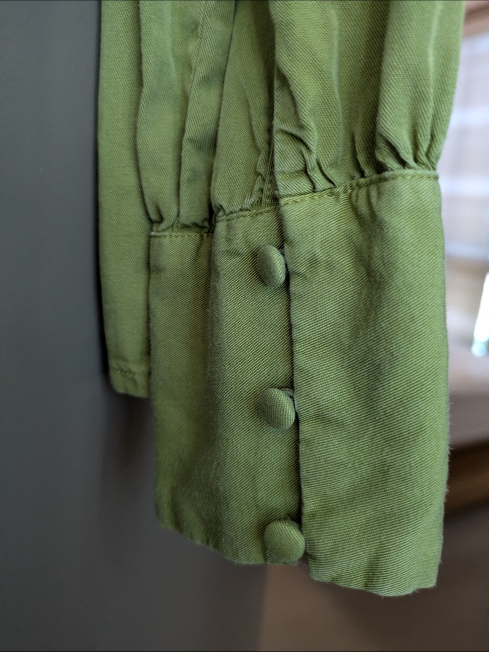 Joie Olive Green V-Neck Embroidered Long-Sleeve Blouse Boho Small Cottagecore - Picture 3 of 5